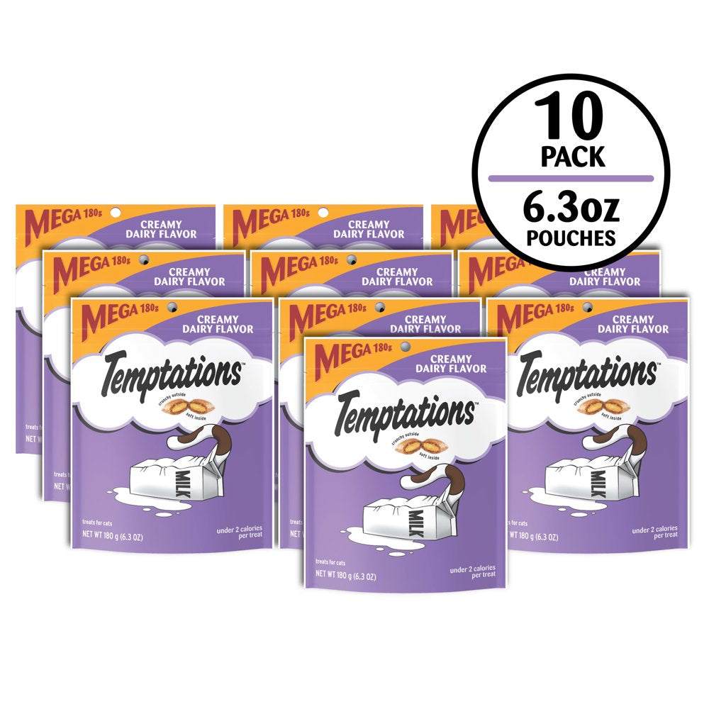 TEMPTATIONS Classic Crunchy and Soft Cat Treats Creamy Dairy Flavor, 6.3 Oz. Pouch Animals & Pet Supplies > Pet Supplies > Cat Supplies > Cat Treats Mars Petcare   