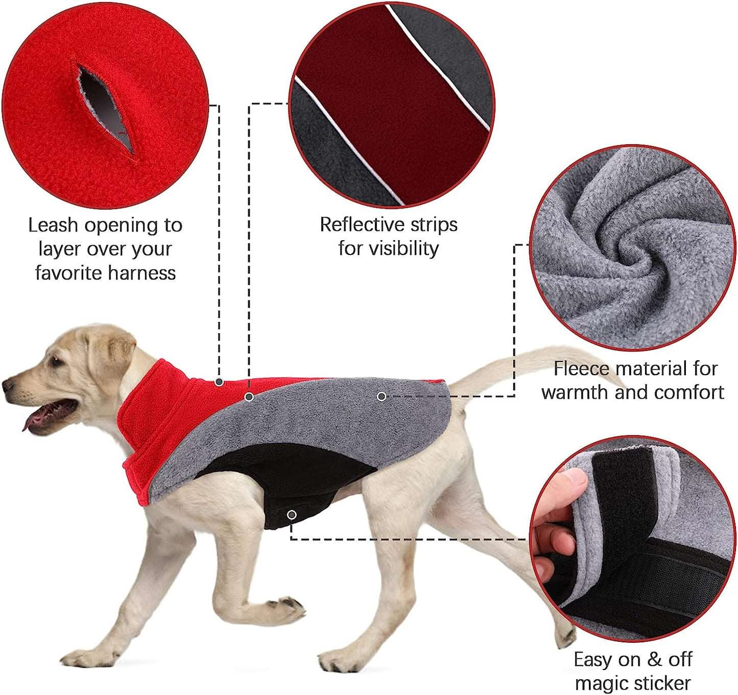 Kuoser Dog Fleece Vest, Reflective Dog Winter Coat Outdoor Jacket, Soft Reversible Cold Weather Dog Coat Warm Pet Apparel Puppy Clothes for Small Medium and Large Dogs Cats French Bulldog Labrador Animals & Pet Supplies > Pet Supplies > Dog Supplies > Dog Apparel Kuoser   