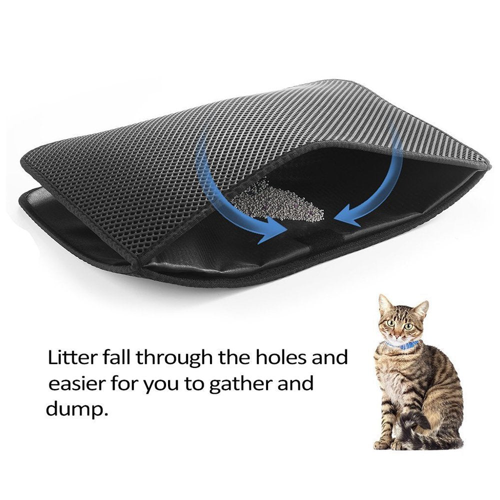 Litter Box Mat Size Double Layer Design Honeycomb Cat Litter Mat Waterproof Non-Slip Eva Material Washable Easy Clean Durable Underlay for Litter Box Animals & Pet Supplies > Pet Supplies > Cat Supplies > Cat Litter Box Mats Xelparuc   