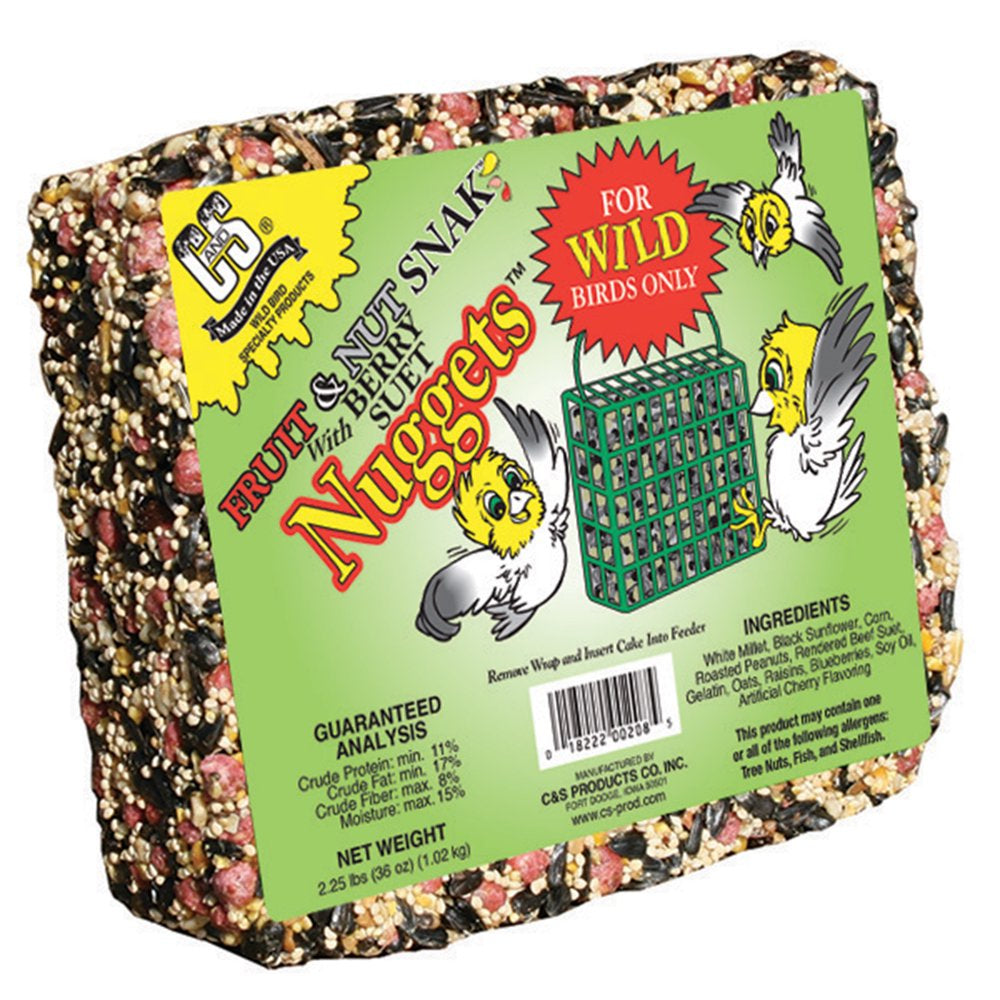 C&S Fruit & Nut Seed and Suet Snak, 36 Oz, Wild Bird Food, 6 Pack Animals & Pet Supplies > Pet Supplies > Bird Supplies > Bird Food Central Garden and Pet   