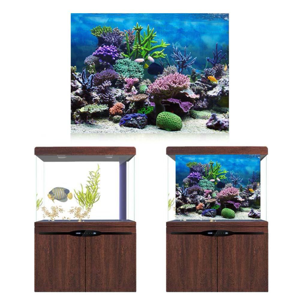 Mgaxyff Fish Tank Decoration Underwater Coral Aquarium Poster, PVC Adhesive Animals & Pet Supplies > Pet Supplies > Fish Supplies > Aquarium Decor KOL PET 61*41cm  