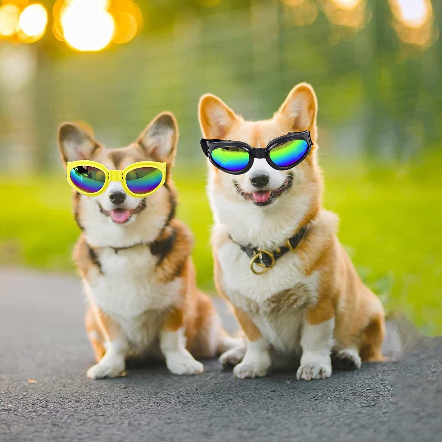 Toysructin 2Pcs Dog Sunglasses Small Breed, Small Dog Sunglasses with Adjustable Strap Waterproof Anti-Fog Sunglasses for Pet Dogs Doggy Goggles Motorcycle Puppy Suns Glasses UV Protection Windproof Animals & Pet Supplies > Pet Supplies > Dog Supplies > Dog Apparel Toysructin   