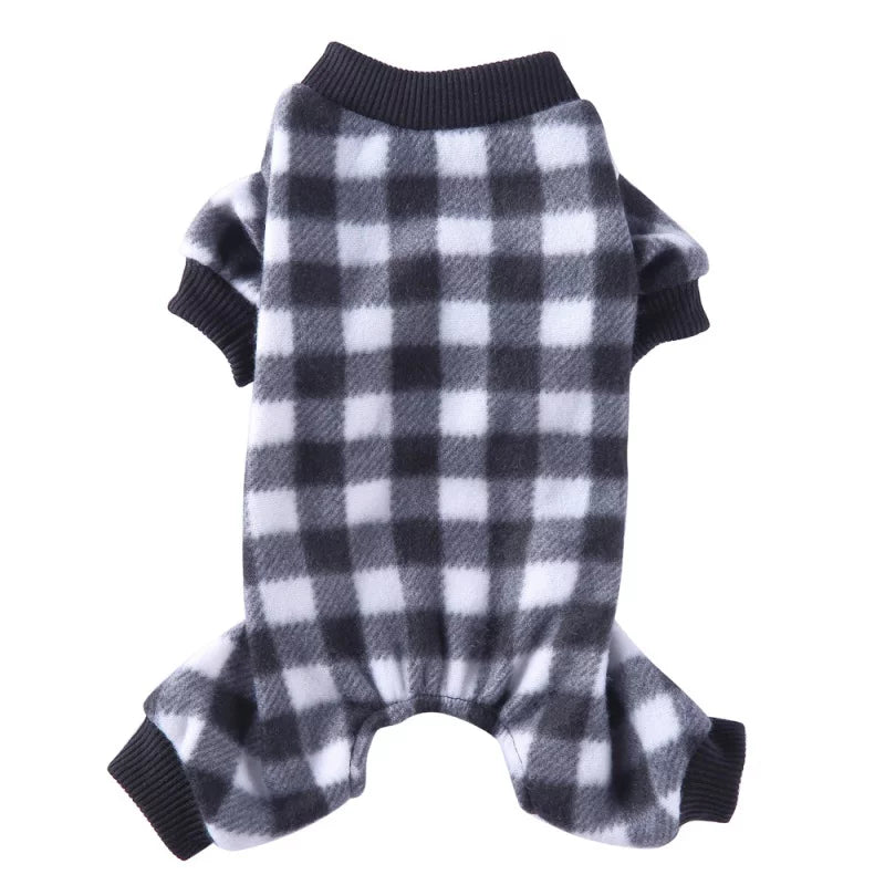 Manfiter Pet Pajamas for Dogs Plaid Sweaters Soft Clothes,Puppy Autumn & Winter Costume