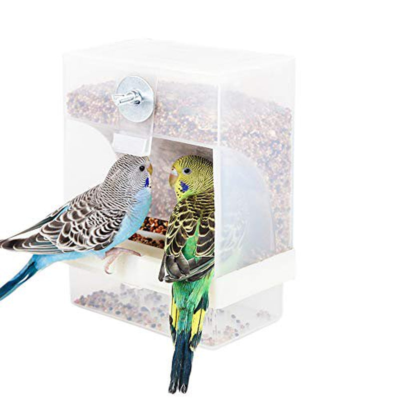 Automatic Bird Feeder No Mess for Cage inside Birds Stuff Cage Accessories Seed Food Container for Small Brids Cockatiel Budgerigar Macaw Finch Budgie Parakeet Conure Canary Parrots Lovebird Animals & Pet Supplies > Pet Supplies > Bird Supplies > Bird Cage Accessories Chneeu   