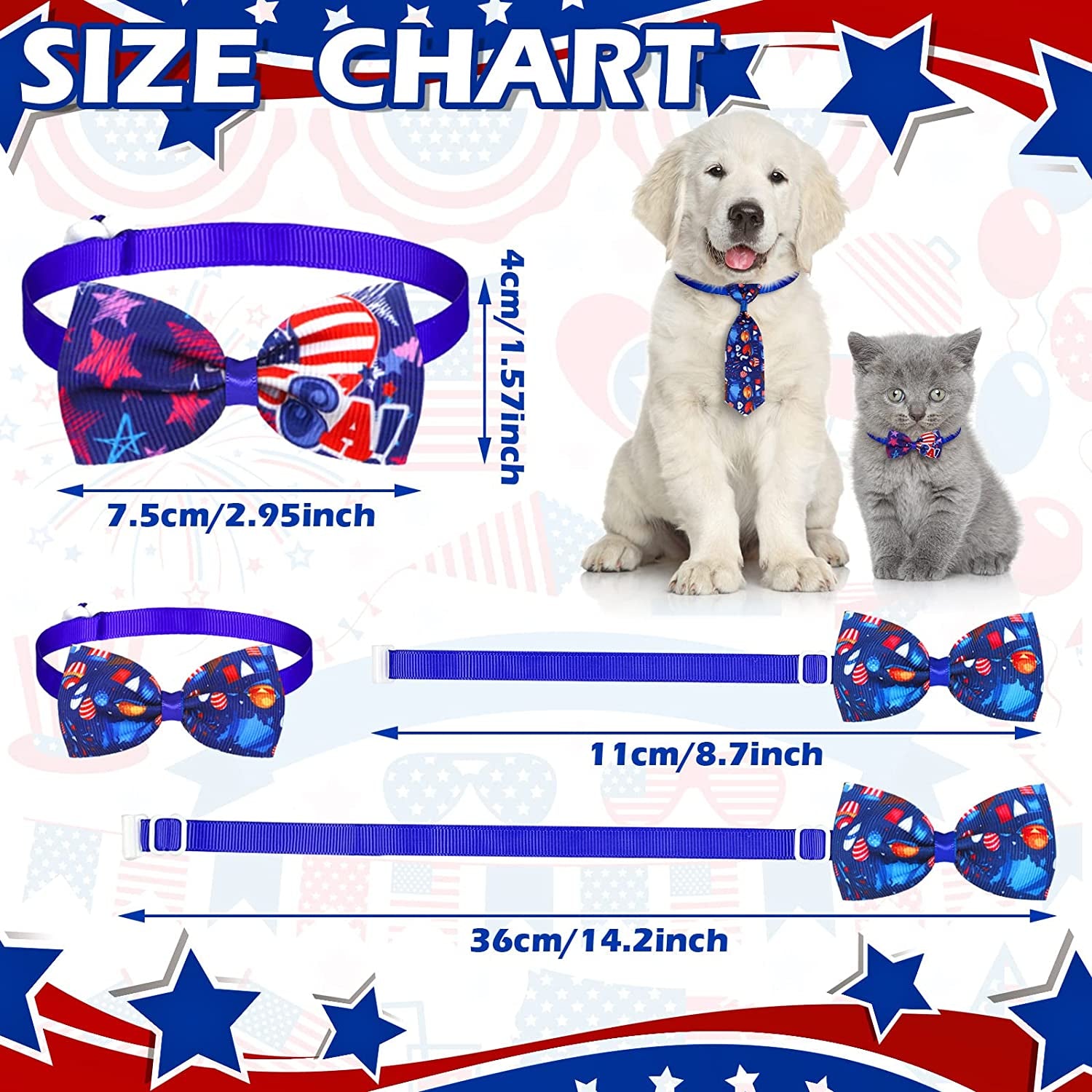 32 Pcs Independence Day Dog Bow Set Includes 16 Pieces 4Th of July Dog Bow Ties and 16 Pieces Dog Neckties with Adjustable Collar Pet Grooming Accessories for Patriotic Dogs Cats (Star Style) Animals & Pet Supplies > Pet Supplies > Dog Supplies > Dog Apparel Saintrygo   