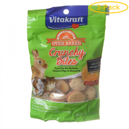Vitakraft Oven Baked Crunchy Bites Small Pet Treats - Real Cran-Orange Flavor 4 Oz - Pack of 3
