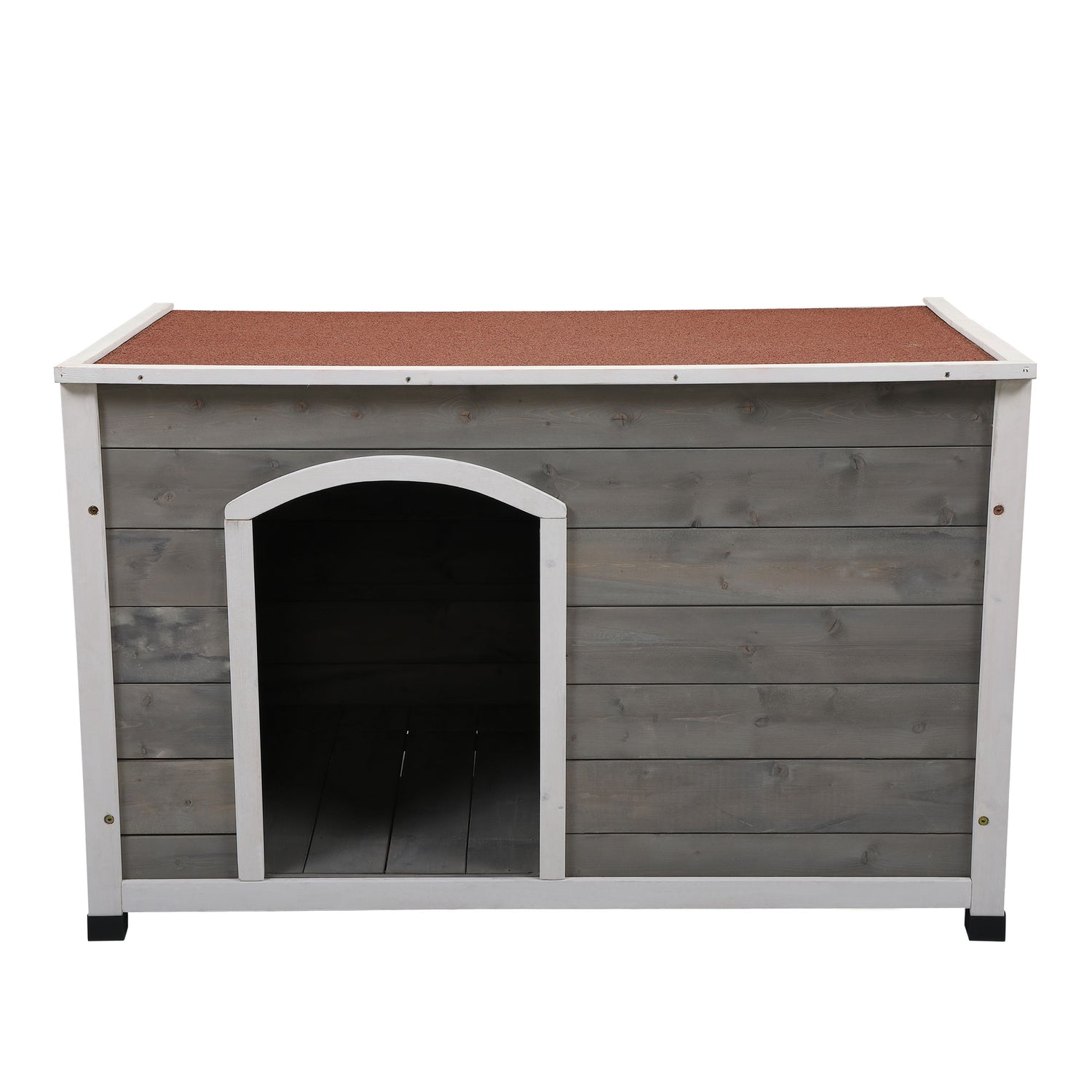Docooler Outdoor Wood Dog House, Dog Cabin with Weatherproof Roof and Open Door, Easy To