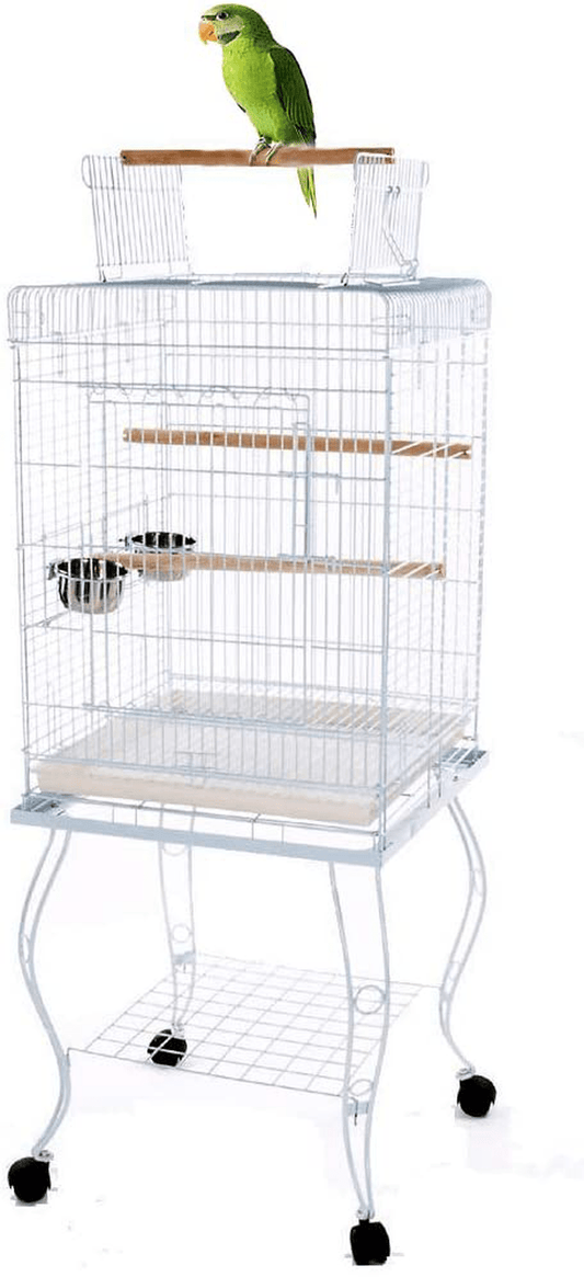 57" Rolling Standing Medium Dome Bird Cage Open Top Quaker Parrot Cockatiel Sun Parakeet Green-Cheek Conure Canary Lovebird Budgie Parrotlet Finch Cage with Detachable Stand Animals & Pet Supplies > Pet Supplies > Bird Supplies > Bird Cages & Stands Mcage   
