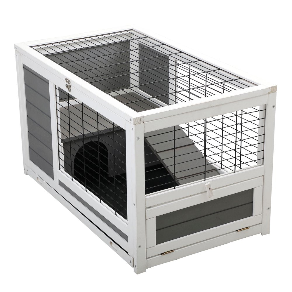 Uwr-Nite Wooden Rabbit Hutch Bunny House Elevated Pet Cage Small Animal Guinea Pig Habitat with Slide-Out Tray Lockable Door Openable Top for Indoor Animals & Pet Supplies > Pet Supplies > Small Animal Supplies > Small Animal Habitats & Cages UWR-Nite   