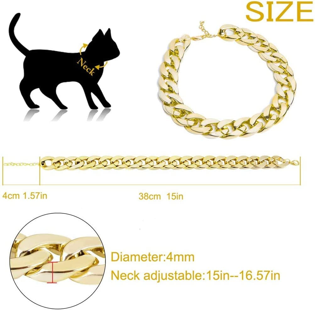 Legendog Glasses for Cats, 2Pcs Cat Glasses Cat Gold Chain and Cat Sunglasses, Fashion Cool Pet Sunglasses Adjustable Pet Gold Chain Set for Cats and Small Dogs Animals & Pet Supplies > Pet Supplies > Dog Supplies > Dog Apparel Legendog   