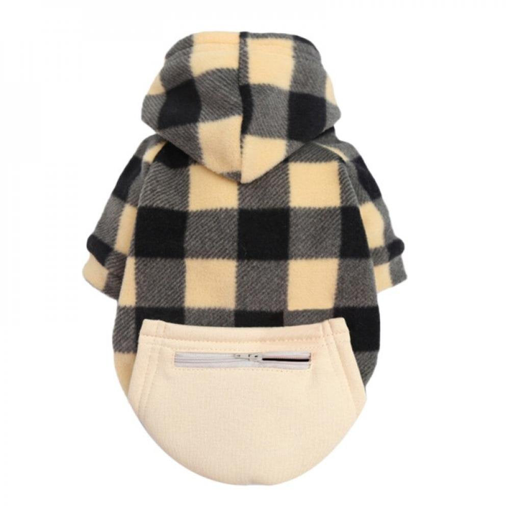 Promotion Clearance Cotton Dog Clothes Autumn Winter Warm Puppy Dog Hoodies Plaid Apparel Soft Hooded Coat for Small Medium Large Dogs Animals & Pet Supplies > Pet Supplies > Dog Supplies > Dog Apparel Elaydool L Yellow 