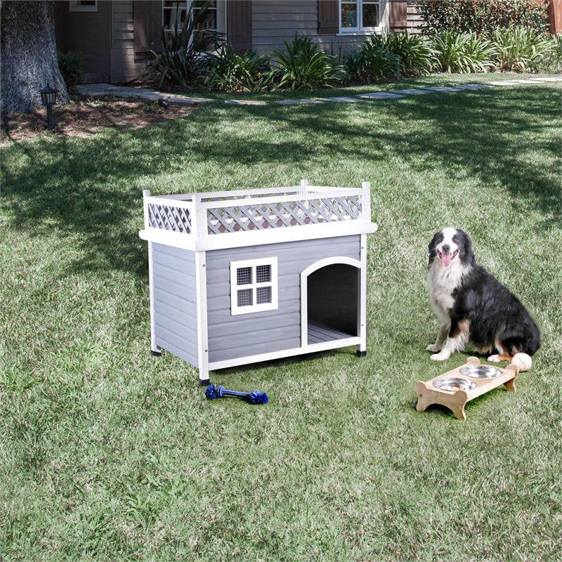 Furniture of America Olivar Contemporary Wood Dog House in Gray and White Animals & Pet Supplies > Pet Supplies > Dog Supplies > Dog Houses Furniture of America   