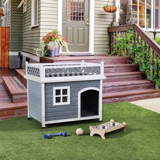 Furniture of America Halley Contemporary Open Terrace 2 Tone Dog House Animals & Pet Supplies > Pet Supplies > Dog Supplies > Dog Houses Enitial Lab   