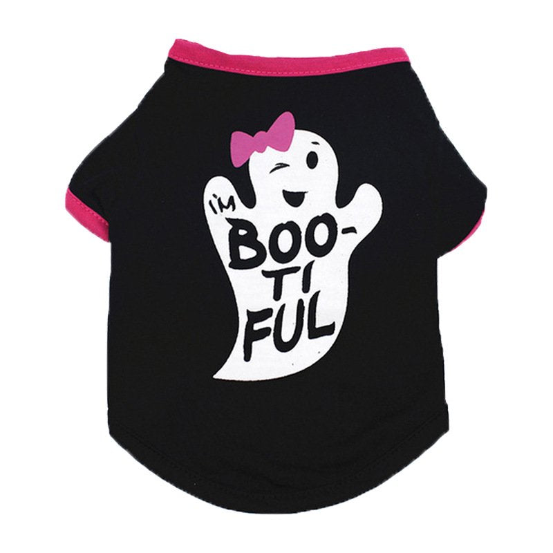 Bellaven Halloween Dog Shirt Puppy Pet T-Shirt Halloween Ghost Pet Costume Cute Pumpkin Dog Clothes for Small Dogs Cats Pet Apparel Halloween Party Cosplay Animals & Pet Supplies > Pet Supplies > Cat Supplies > Cat Apparel Bellaven L Black 