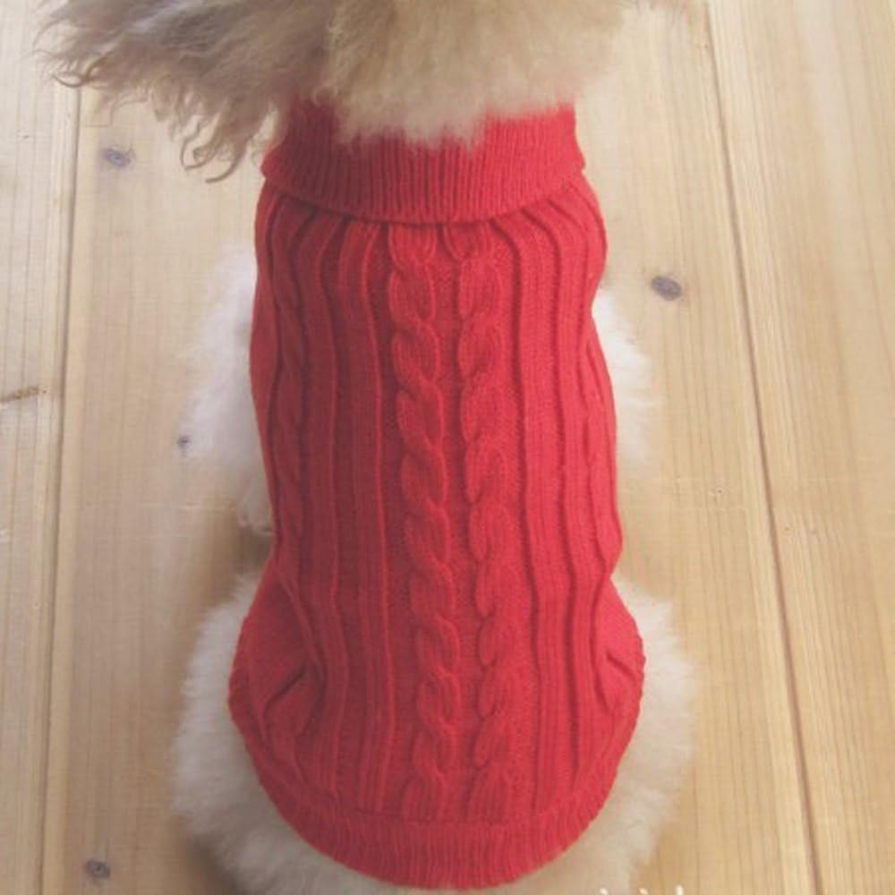 Tangpan Turtleneck Classic Straw-Rope Pet Dog Sweater Apparel (Red,L) Animals & Pet Supplies > Pet Supplies > Dog Supplies > Dog Apparel TangPan Red Large (Pack of 1) 