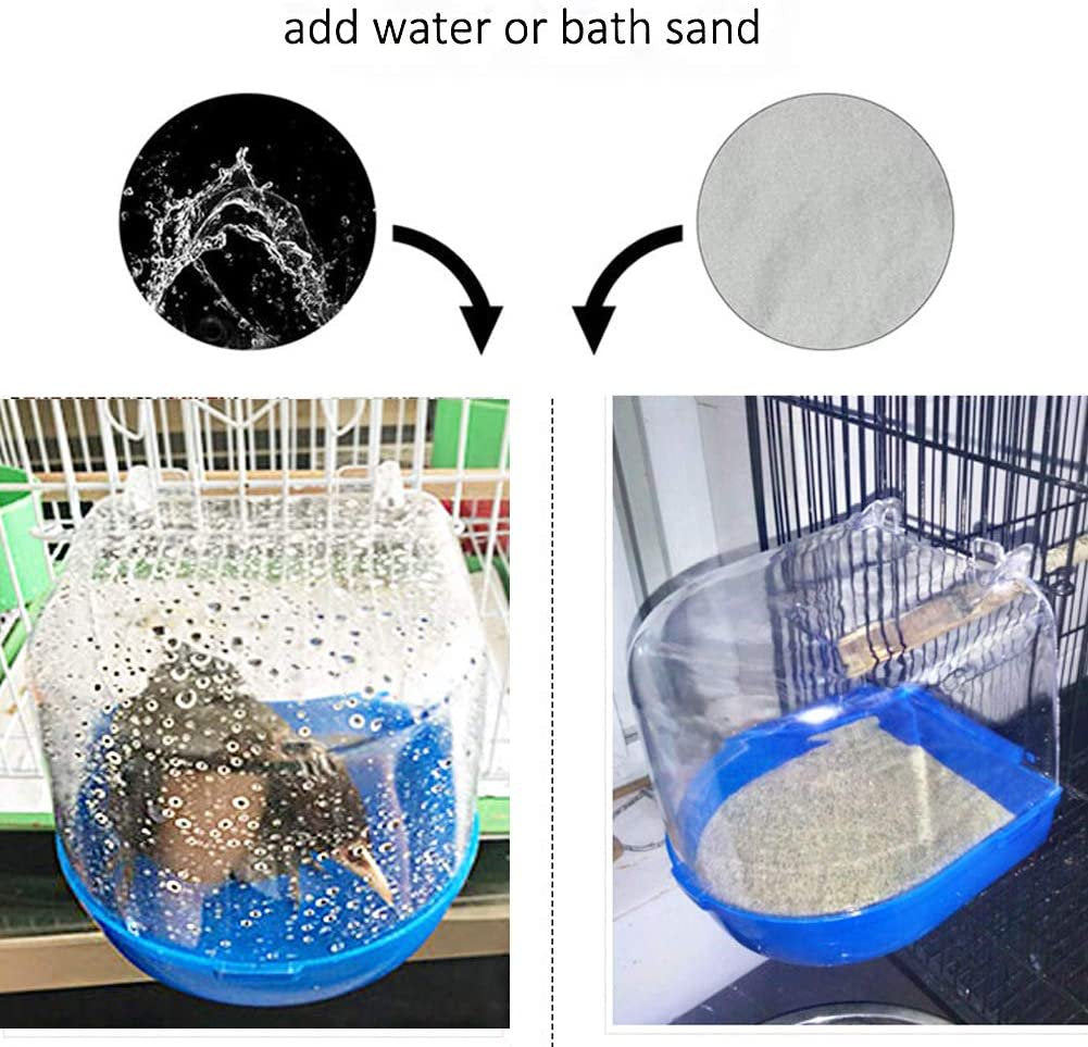 Pet Bird Cage Bath, Parrot Bath Box Accessory Supplies Hanging Bathing Tub for Small Pet Birds Canary Budgies Cockatiel Lovebird Animals & Pet Supplies > Pet Supplies > Bird Supplies > Bird Cage Accessories Manunclaims   