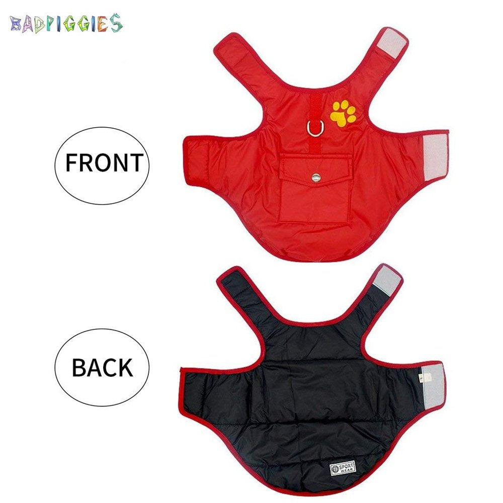 Badpiggies Double Sides Dog Vest Coat Winter Waterproof Pet Jacket for Small Medium Large Dogs (XS, Red) Animals & Pet Supplies > Pet Supplies > Dog Supplies > Dog Apparel BadPiggies   