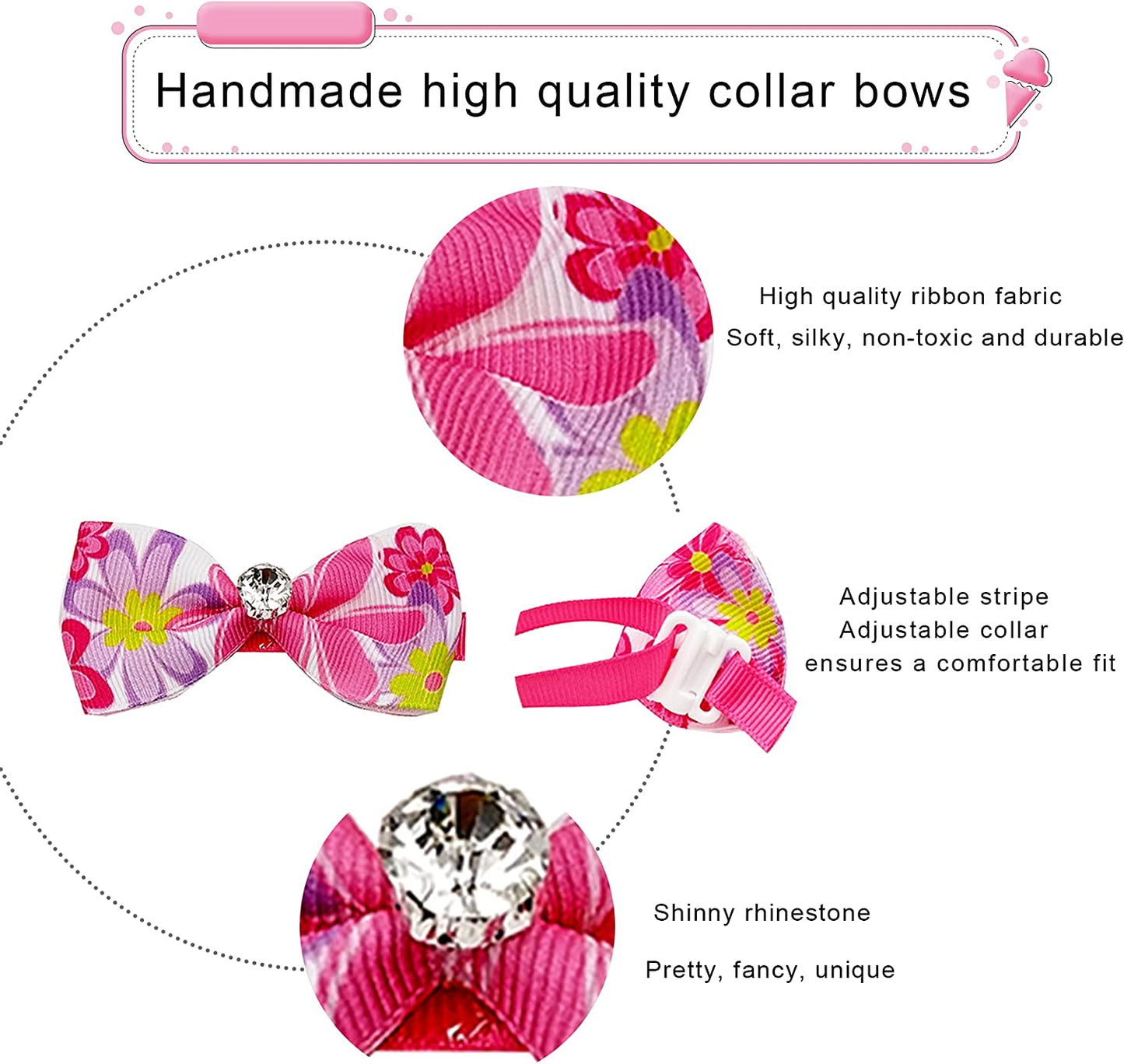 Jpgdn 12Pcs Pet Bowties Dog Bow Ties Neck Bows with Glittery Rhinestone Adjustable Neckties Collar for Small Medium Puppy Doggy Cats Animals Grooming Accessories Animals & Pet Supplies > Pet Supplies > Dog Supplies > Dog Apparel JpGdn   