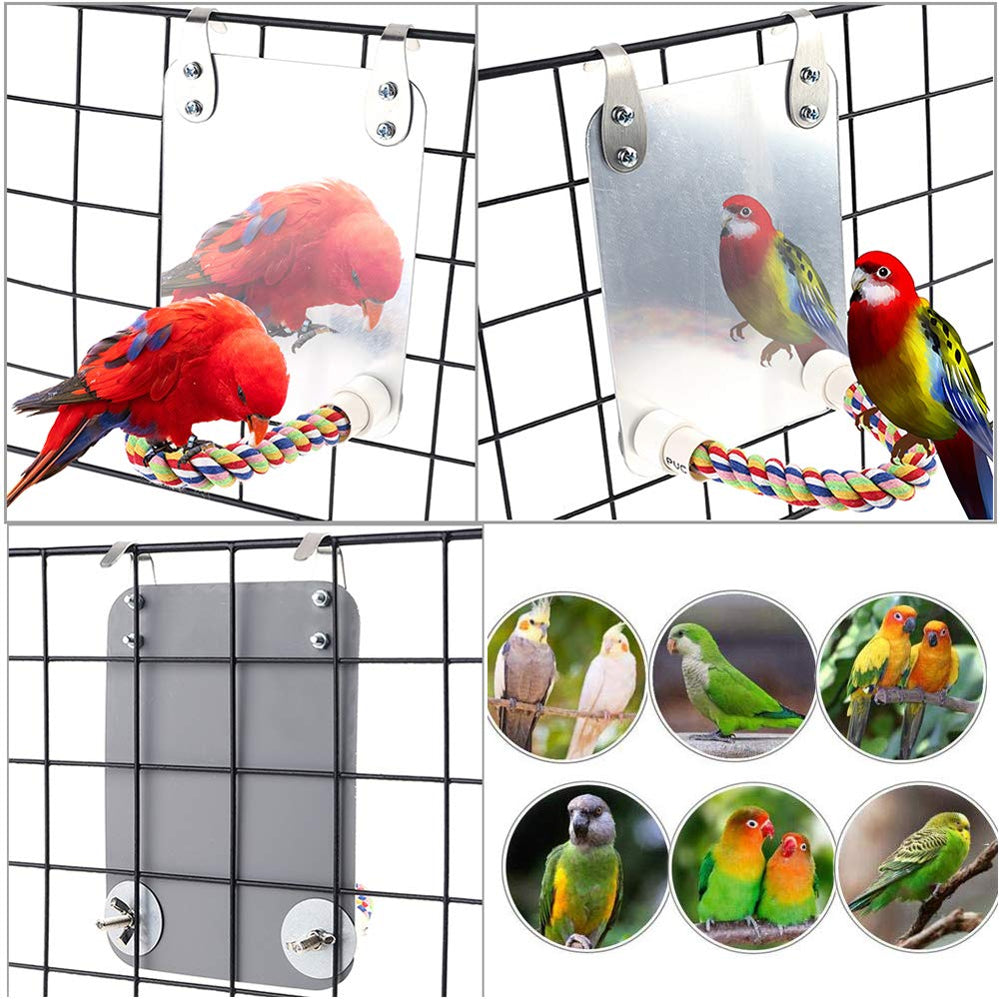 Luonfels Bird Mirror with Rope Perches Birds Mirrors with a Stand for Cage Animals & Pet Supplies > Pet Supplies > Bird Supplies > Bird Cages & Stands Luonfels   