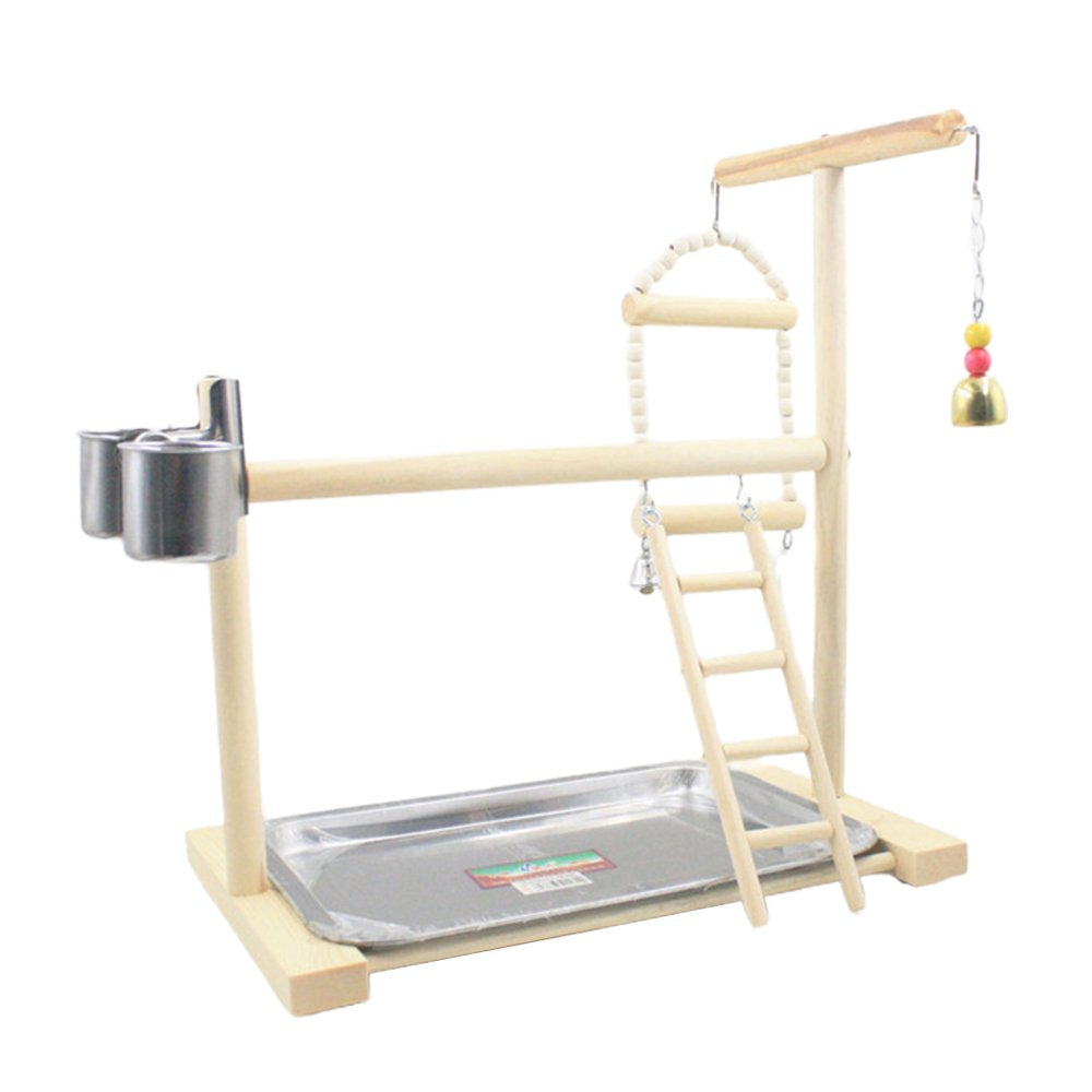 JULYING Wood Parrot Playstand Perch Playstand Gym Stand Playpen Ladder with Feed Cups Tray Cockatiel Bird Exercise for Play Toy Animals & Pet Supplies > Pet Supplies > Bird Supplies > Bird Gyms & Playstands JULYING   
