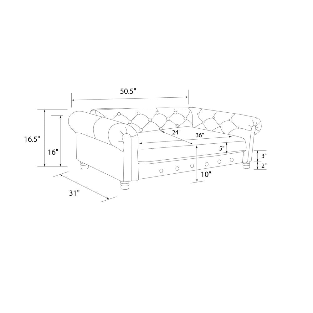 Ollie & Hutch Felix Pet Sofa, Large Size Pet Bed for Dog or Cat, Green Velvet Animals & Pet Supplies > Pet Supplies > Cat Supplies > Cat Beds Dorel Home Products   