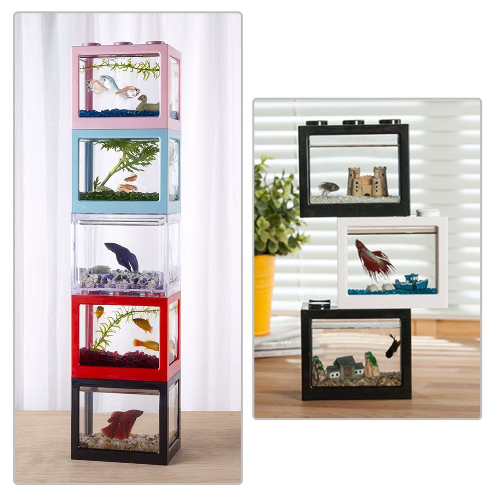 Goolrc Mini Fish Tanks Row Aquarium Stackable Tanks Feeding Tanks Mini Reptile Row Box Desktop Decoration Animals & Pet Supplies > Pet Supplies > Fish Supplies > Aquarium Lighting GoolRC   