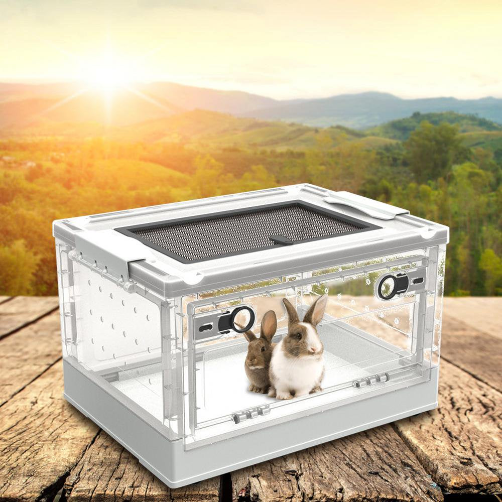 Julam Small Animal Breeding Box Easy to Clean Small Animal Habitat Pet Cage Transparent Mini Reptile Habitat Terrarium with Cover Frugal Animals & Pet Supplies > Pet Supplies > Small Animal Supplies > Small Animal Habitats & Cages Julam   