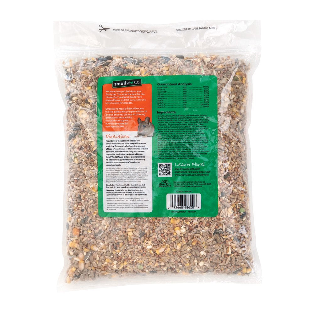 Small World, Mouse and Rat Complete Feed, a Wholesome Mixture of Grains and Seeds, 3 Lbs