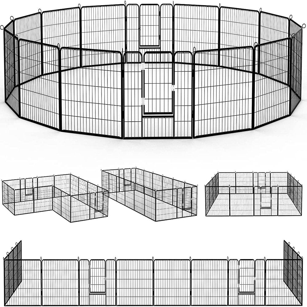 Waleaf Bold Dog Playpen for Outdoor, 16 Panels 24''/30''/40'' Height Metal Puppy Dog Fence Indoor Outdoor,Pet Exercise Pen for Rv,Camping,Yard Animals & Pet Supplies > Pet Supplies > Dog Supplies > Dog Kennels & Runs Vitesse 16 Panels 32inch  