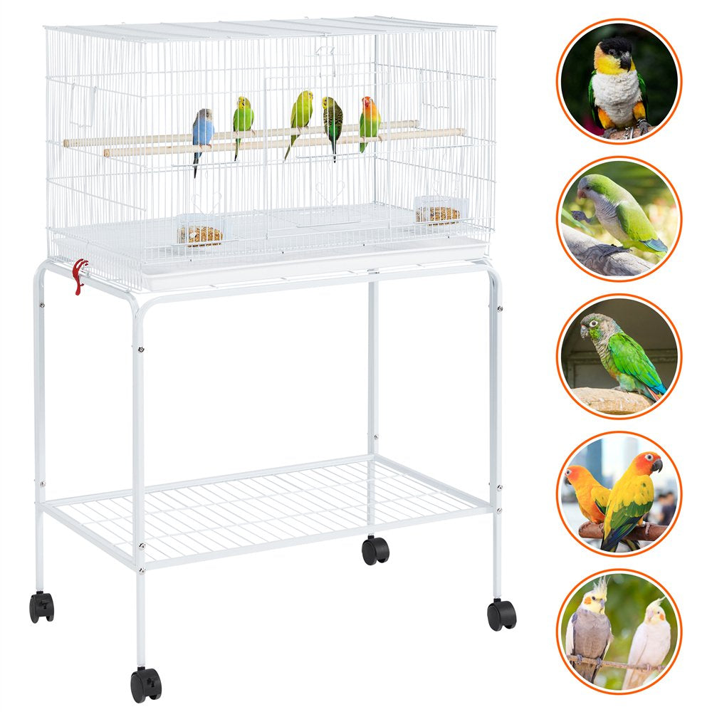 Topeakmart 47-In Flight Cage with Rolling Stand for Small Birds Parrots Parakeets Conures, White Animals & Pet Supplies > Pet Supplies > Bird Supplies > Bird Cages & Stands Topeakmart   