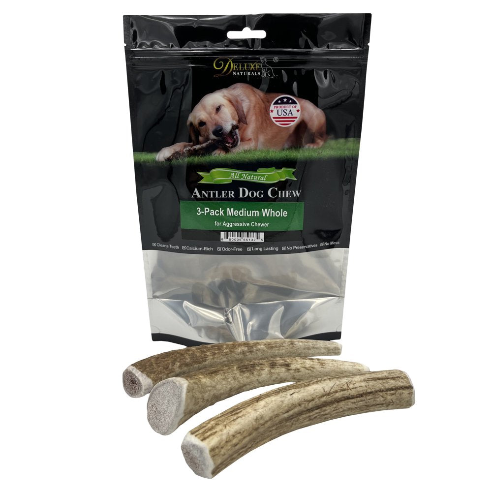 Deluxe Naturals Elk Antler Dog Chew 6-Pack, Medium Split Antlers