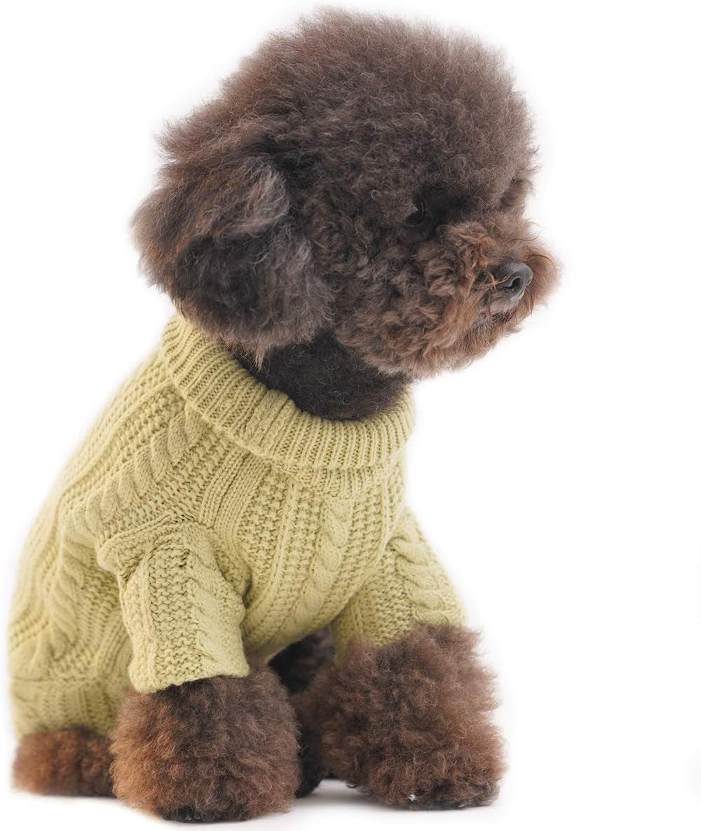 Deltadt Pet Dog Clothes Knitwear Dog Cat Sweater Soft Thickening Warm Pup Dogs Shirt Winter Puppy Christmas Sweater for Small Dogs Girl Boy (Brown, L) Animals & Pet Supplies > Pet Supplies > Dog Supplies > Dog Apparel DeltaDT Light Green XXL 