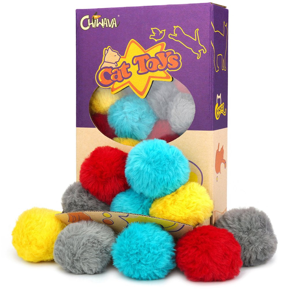 Chiwava 24PCS 1.8" Catnip Furry Cat Toys Ball Soft Pom Pom Balls Kitten Chase Quiet Play Assorted Color Animals & Pet Supplies > Pet Supplies > Cat Supplies > Cat Toys Wonpet Co., Ltd   