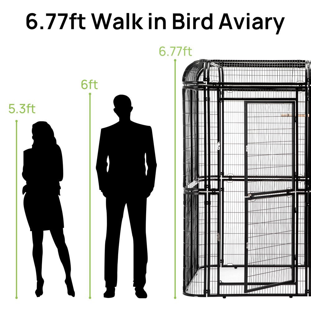 Walnest Outdoor Extra Large Bird Aviary Silver Black Large Parrots Cages Featuring Play Stand Perches Nest Habitat Garden Animals & Pet Supplies > Pet Supplies > Bird Supplies > Bird Cages & Stands Walnest   