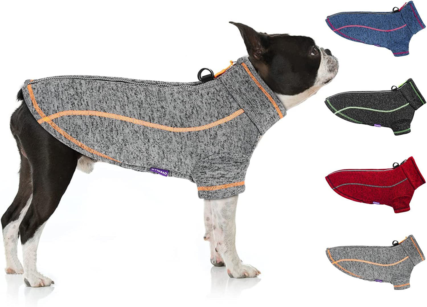 Cyeollo Dog Fleece Jacket Step in Reflective Dog Coats with D Ring Zipper up Dog Clothes Sweaters for Small Dogs Grey Animals & Pet Supplies > Pet Supplies > Dog Supplies > Dog Apparel cyeollo Grey 3XL-Chest (28"-34") 