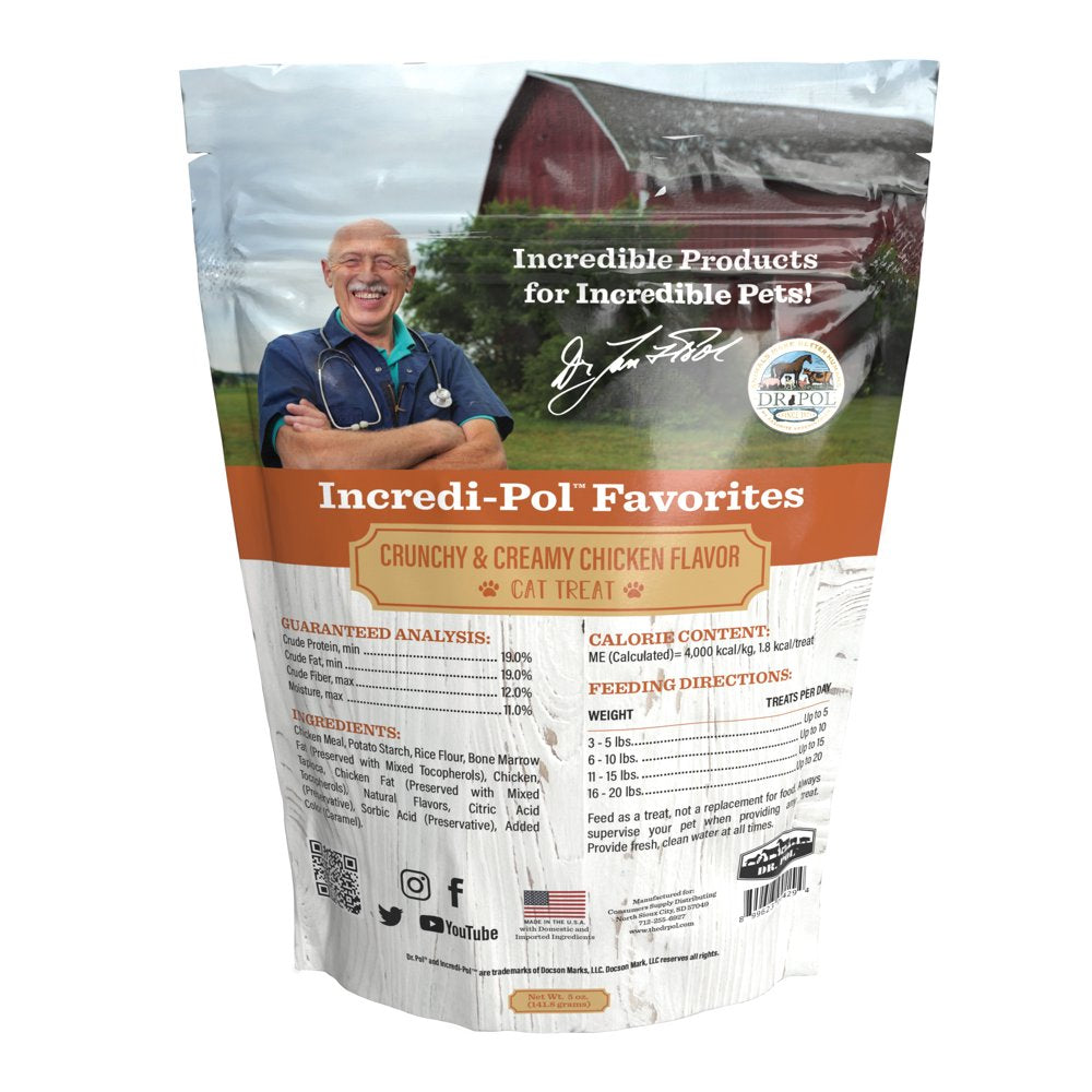 Dr. Pol Incredi-Pol Favorites Crunchy Shell/Creamy Center Chicken Flavor Cat Treats, 5 Oz. Bag