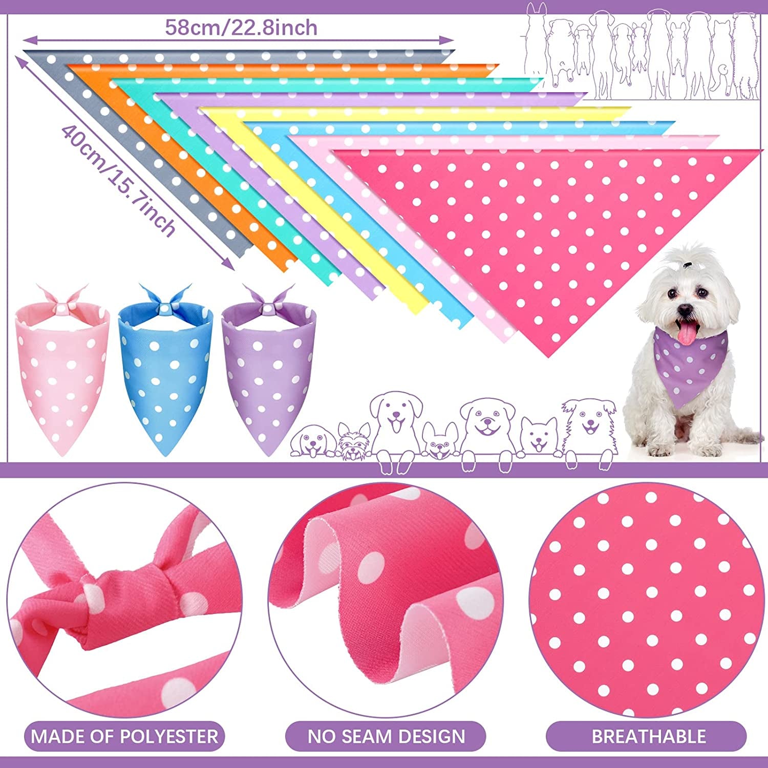 20 Pieces Dog Bandana Dog Bandanna Point Adjustable and Washable Dog Triangle Scarf Dog Kerchiefs Dog Bib Accessories for Small to Medium Dog Puppy Cat (Polka Dots) Animals & Pet Supplies > Pet Supplies > Dog Supplies > Dog Apparel Frienda   