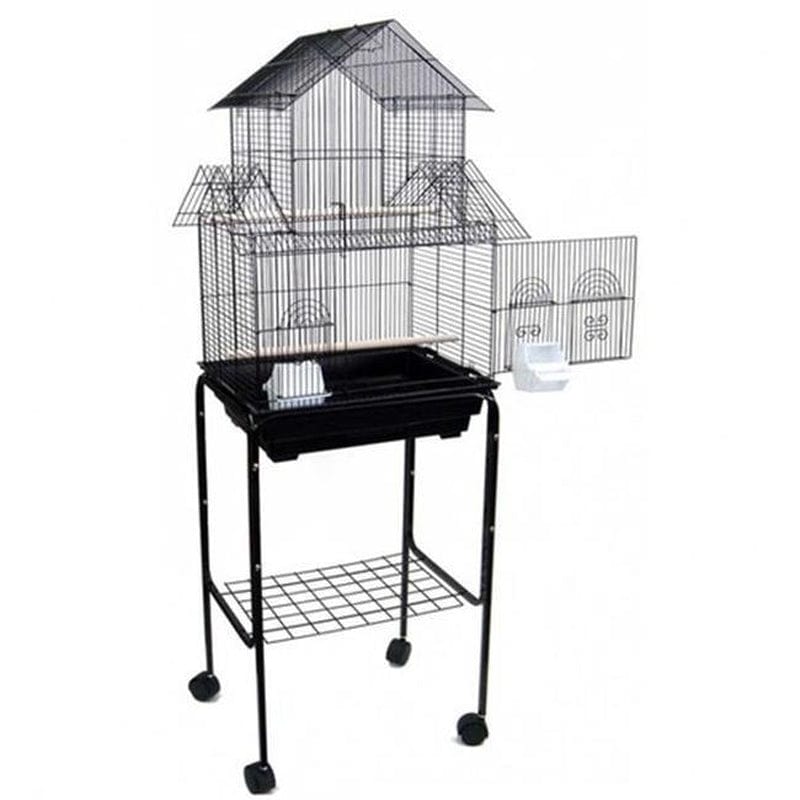 5844-4814BLK Pagoda Small Bird Cage with Stand in Black Animals & Pet Supplies > Pet Supplies > Bird Supplies > Bird Cages & Stands Peticare   