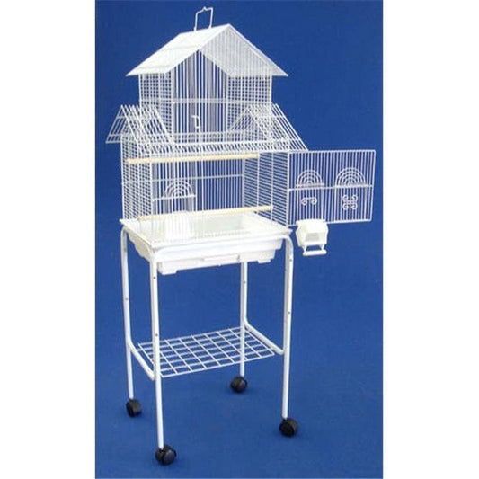 5844-4814WHT Pagoda Small Bird Cage with Stand in White Animals & Pet Supplies > Pet Supplies > Bird Supplies > Bird Cages & Stands Peticare   