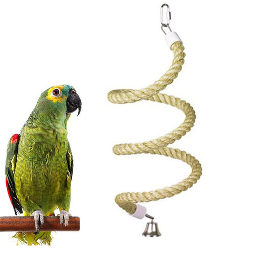 Meidiya Bird Spiral Rope Perch,Cotton Parrot Swing Bungee Bird Climbing Standing Toys with Bell Cage Accessories for Parrots Birds Animals & Pet Supplies > Pet Supplies > Bird Supplies > Bird Cage Accessories Meidiya 1.5M Random Color 