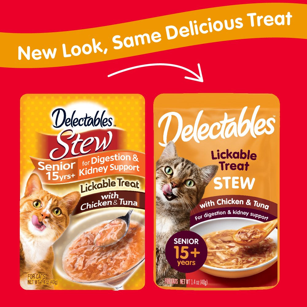 Hartz Delectables Stew Senior 15+ Chicken & Tuna Lickable Wet Cat Treat, 1.4Oz Pouch (Single)