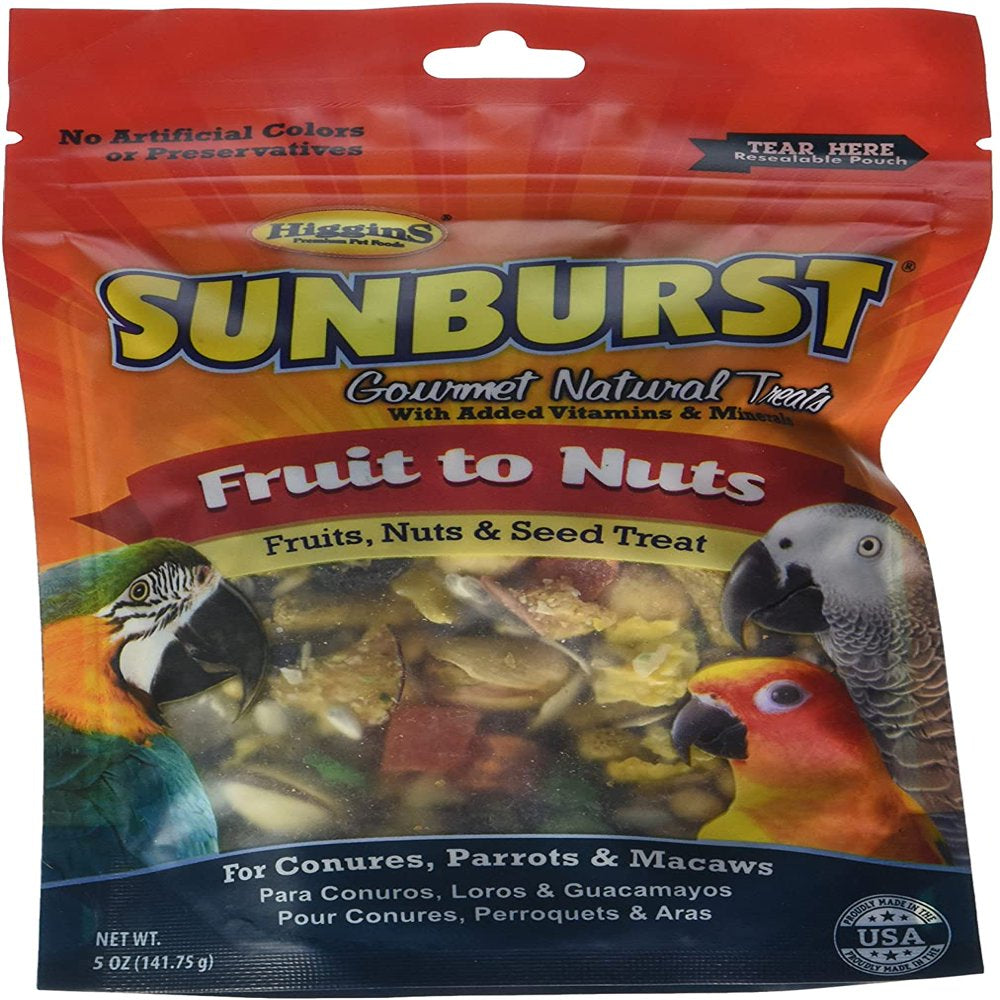 Higgins Sunburst Fruits to Nuts Gourmet Treats for Conures, Parrots & Macaws