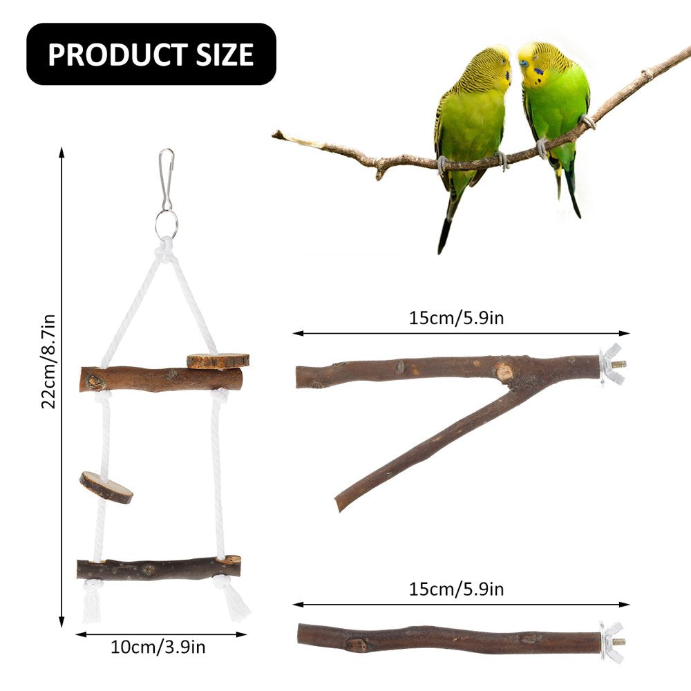 Harupink Parrot Bird Perches Natural Wood Bird Standing Stick Parrot Perch Stand Platform Wooden Exercise Climbing Paw Grinding Toy Birdcage Accessories for Parakeet Parrot Budgie Lovebirds Animals & Pet Supplies > Pet Supplies > Bird Supplies > Bird Cage Accessories Harupink   