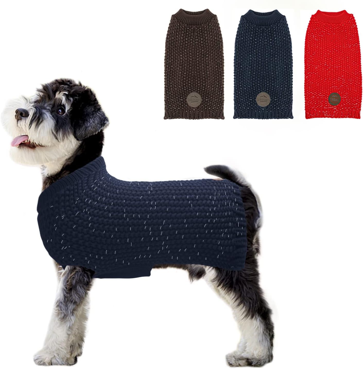 KYEESE Dogs Sweaters Heavy for Medium Dogs Reflective Pullover Dog Knitwear for Fall Winter Animals & Pet Supplies > Pet Supplies > Dog Supplies > Dog Apparel kyeese Navyblue XS (12-18lbs) 