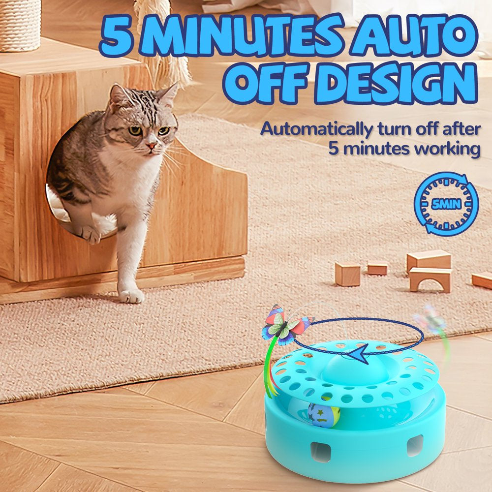 Lexvss 3-In-1 Interactive Cat Toys, Automatic Electronic Rotating Butterfly and Ambush Interactive Feather, 2 Ball Exercise Kitten Indoor Toy Teaser Animals & Pet Supplies > Pet Supplies > Cat Supplies > Cat Toys Lexvss   