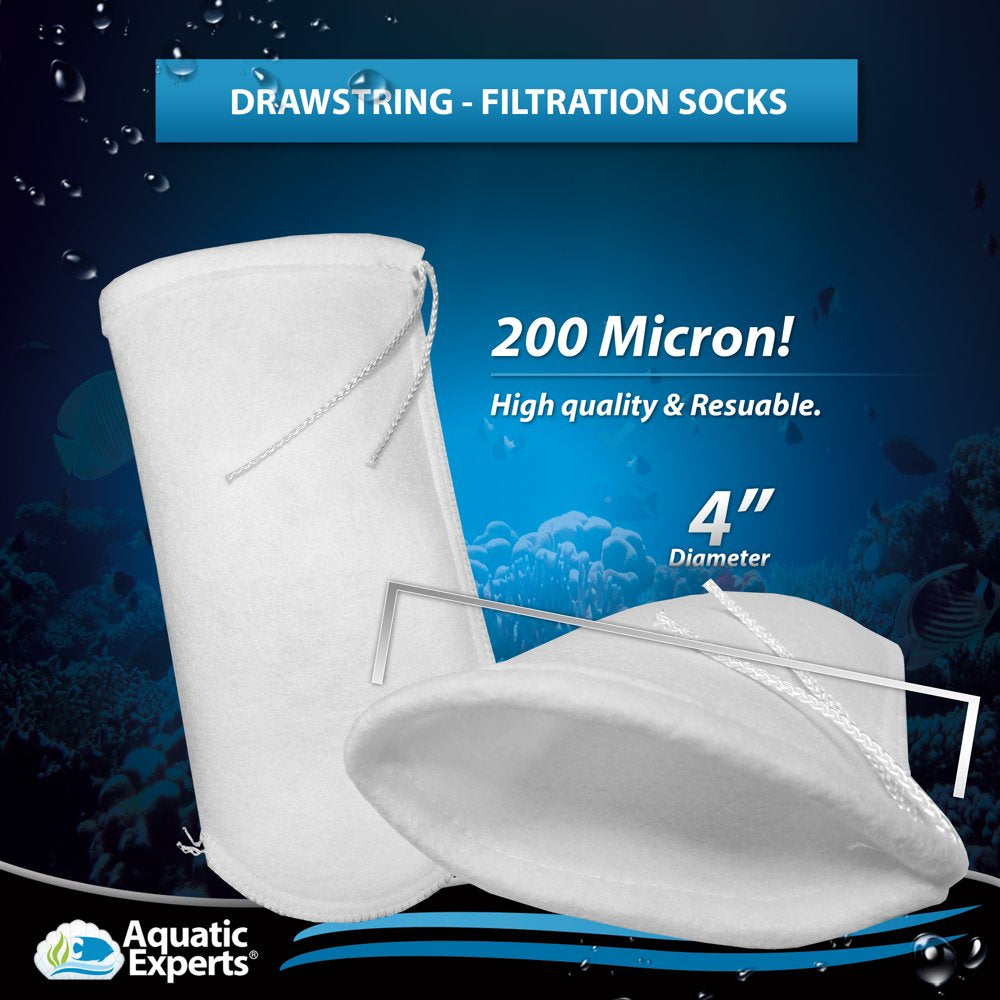 Aquatic Experts - 200-Micron Aquarium Felt Filter Socks with Drawstrings, Long Reusable Fish Tank Filter Socks, 2-Pack, 4'' X 14'' Animals & Pet Supplies > Pet Supplies > Fish Supplies > Aquarium Filters Aquatic Experts   