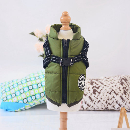 Small Dog Vest Harness, Pet Dog Sweater Bomber Jacket Coat Puppy Winter Padded Outfit Apparel,Green,S Animals & Pet Supplies > Pet Supplies > Dog Supplies > Dog Apparel LINKABC M Green 