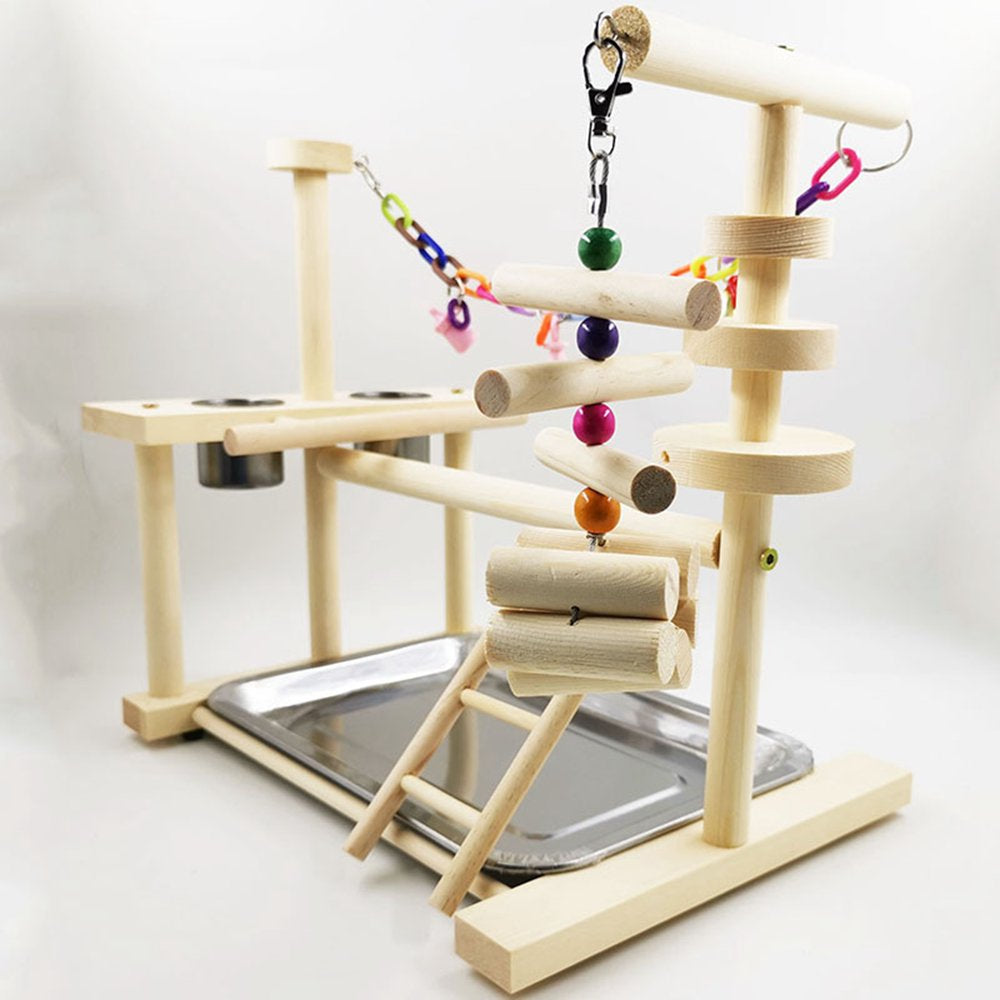 Bird Playground Parrot Playstand Cockatiel Play Perch Gym Playpen Ladder Swing Chew Toy with Feeder Cups for Accessories Exercise Platform
