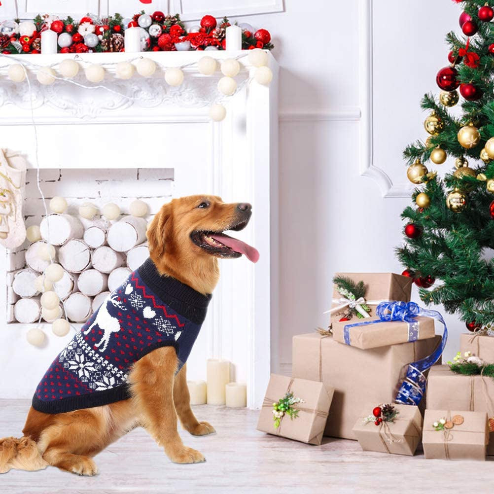 Knitwear Dog Sweaters Winter Clothes - Christmas Dog Sweater Xmas Clothes Warm Coats Classic Pattern Animals & Pet Supplies > Pet Supplies > Dog Supplies > Dog Apparel SAILE   