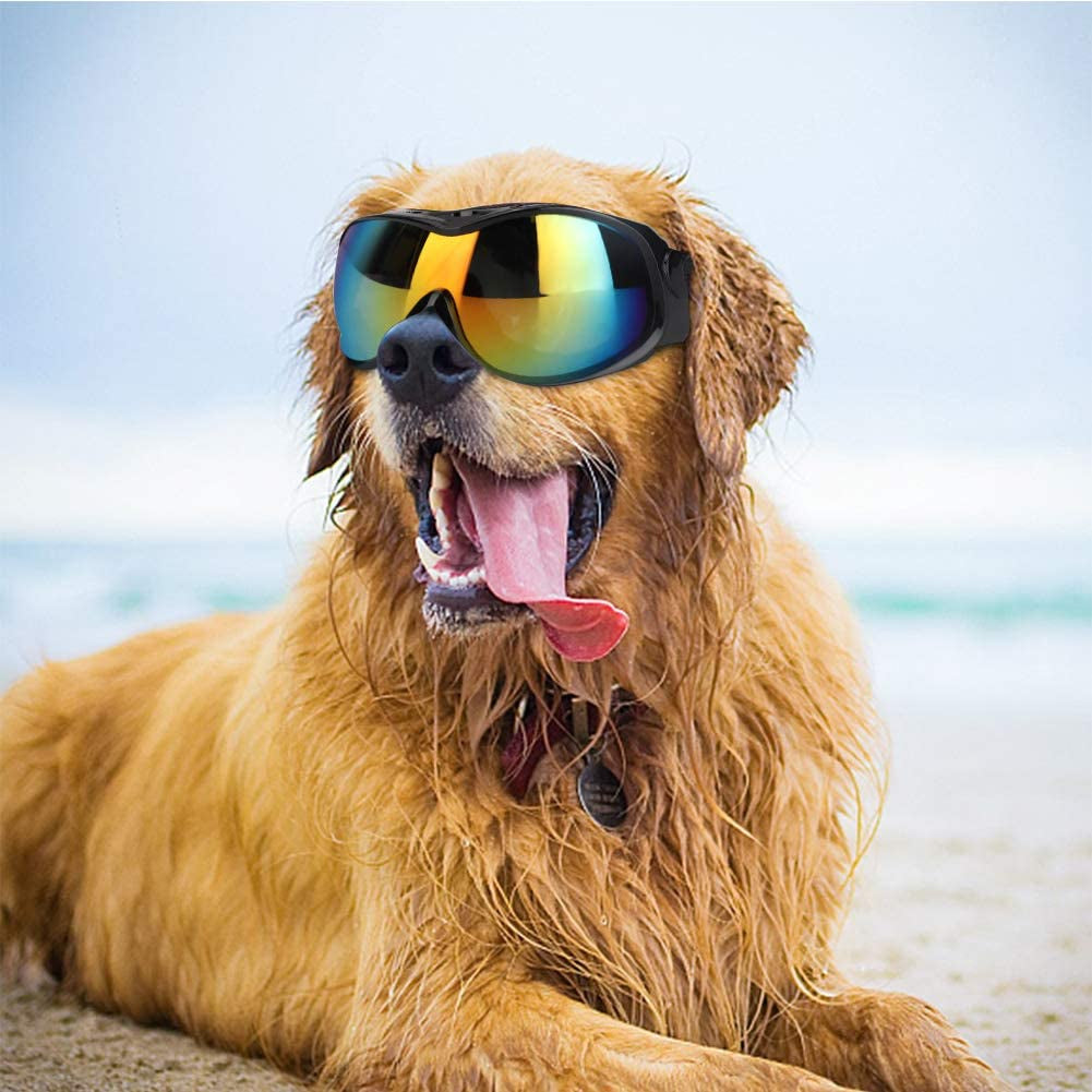 Dog Sunglasses UV Protection, Dog Sunglasses Goggles Pet Sunglasses for Large Dogs with 400UV Protective Polycarbonate Wide Lens to Provide Wide Vision Animals & Pet Supplies > Pet Supplies > Dog Supplies > Dog Apparel Yosoo Health Gear   